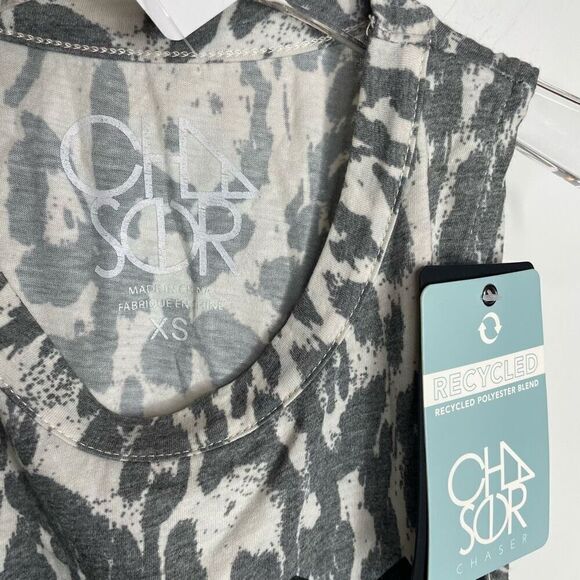 New Chaser AC/DC Band Logo Tank Leopard Cheetah Print Women XSmall White Gray Xs - Picture 7 of 8